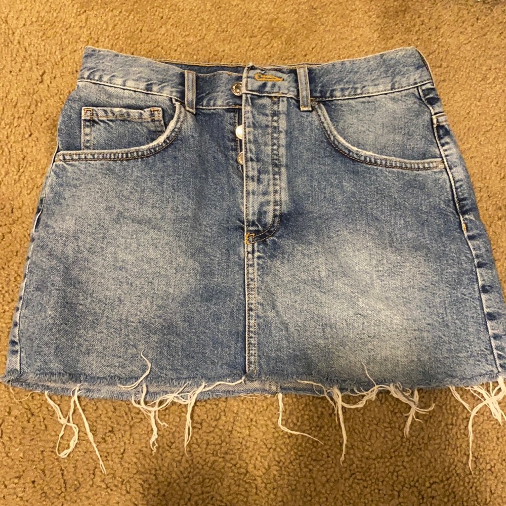 Forever 21 Button Up High Waisted Jean Skirt Size 27